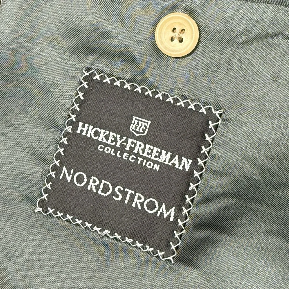 Vintage Hickey Freeman Canterbury Silk Wool Mini Houndstooth Blazer 44XL USA